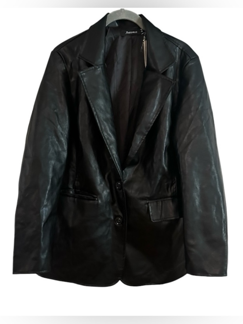 Automet Black Faux Leather Oversized Blazer Jacket Size M NWT